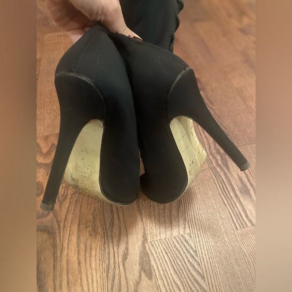 SIMMI London black lycra lace-up pointed stiletto ankle booties size EU37 (US6) - Picture 5 of 7